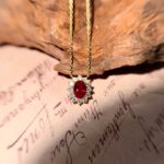 Halo setting oval cut lab grown ruby pendant necklace 4 Halo setting oval cut lab grown ruby pendant necklace 02