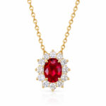 Halo setting oval cut lab grown ruby pendant necklace 2 Halo setting oval cut lab grown ruby pendant necklace 02