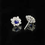 Halo setting oval cut lab grown sapphire earrings stud 02