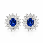 Halo setting oval cut lab grown sapphire earrings stud 1 Halo setting oval cut lab grown sapphire earrings stud 03
