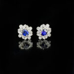 Halo setting oval cut lab grown sapphire earrings stud 02