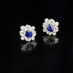 Halo setting oval cut lab grown sapphire earrings stud 02