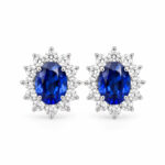 Halo setting oval cut lab grown sapphire earrings stud 1 Halo setting oval cut lab grown sapphire earrings stud 01