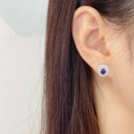Halo setting oval cut lab grown sapphire earrings stud 5 Halo setting oval cut lab grown sapphire earrings stud 03