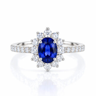 Halo setting oval cut lab grown sapphire engagement ring 04