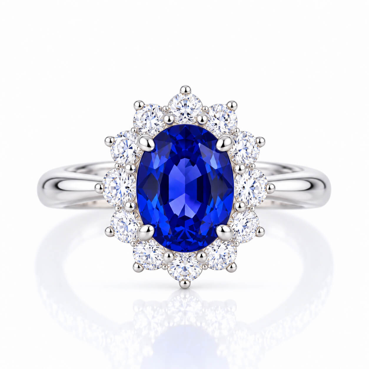 Halo setting oval cut lab grown sapphire engagement ring 05