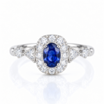 Halo setting oval cut lab grown sapphire engagement ring 06
