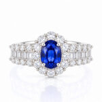 Halo setting oval cut lab grown sapphire engagement ring 07