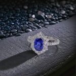 Halo setting oval cut lab grown sapphire engagement ring 02