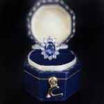 Halo setting oval cut lab grown sapphire engagement ring 04