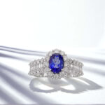 Halo setting oval cut lab grown sapphire engagement ring 07