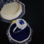 Halo setting oval cut lab grown sapphire engagement ring 4 Halo setting oval cut lab grown sapphire engagement ring 03
