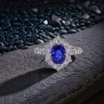 Halo setting oval cut lab grown sapphire engagement ring 02