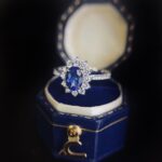 Halo setting oval cut lab grown sapphire engagement ring 04