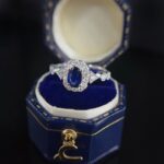 Halo setting oval cut lab grown sapphire engagement ring 06
