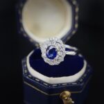 Halo setting oval cut lab grown sapphire engagement ring 3 Halo setting oval cut lab grown sapphire engagement ring 03