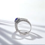 Halo setting oval cut lab grown sapphire engagement ring 07