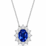 Halo setting oval cut lab grown sapphire pendant necklace 1 Halo setting oval cut lab grown sapphire pendant necklace 04