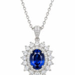 Halo setting oval cut lab grown sapphire pendant necklace 1 Halo setting oval cut lab grown sapphire pendant necklace 05