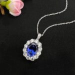 Halo setting oval cut lab grown sapphire pendant necklace 3 Halo setting oval cut lab grown sapphire pendant necklace 02