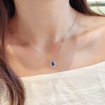Halo setting oval cut lab grown sapphire pendant necklace 5 Halo setting oval cut lab grown sapphire pendant necklace 04