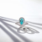 Halo setting pear cut lab grown Paraiba engagement ring 2 Halo setting pear cut lab grown Paraiba engagement ring 01