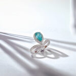 Halo setting pear cut lab grown Paraiba engagement ring 4 Halo setting pear cut lab grown Paraiba engagement ring 01
