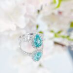 Halo setting pear cut lab grown Paraiba engagement ring 3 Halo setting pear cut lab grown Paraiba engagement ring 03