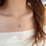 Halo setting pear cut lab grown paraiba pendant necklace 5 Halo setting pear cut lab grown paraiba pendant necklace 01