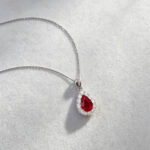 Halo setting pear cut lab grown ruby pendant necklace 4 Halo setting pear cut lab grown ruby pendant necklace 03