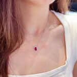 Halo setting pear cut lab grown ruby pendant necklace 5 Halo setting pear cut lab grown ruby pendant necklace 02