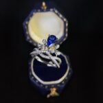 Halo setting pear cut lab grown sapphire engagement ring 4 Halo setting pear cut lab grown sapphire engagement ring 03