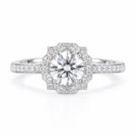 Halo setting round cut lab grown diamond engagement ring 1 Halo setting round cut lab grown diamond engagement ring