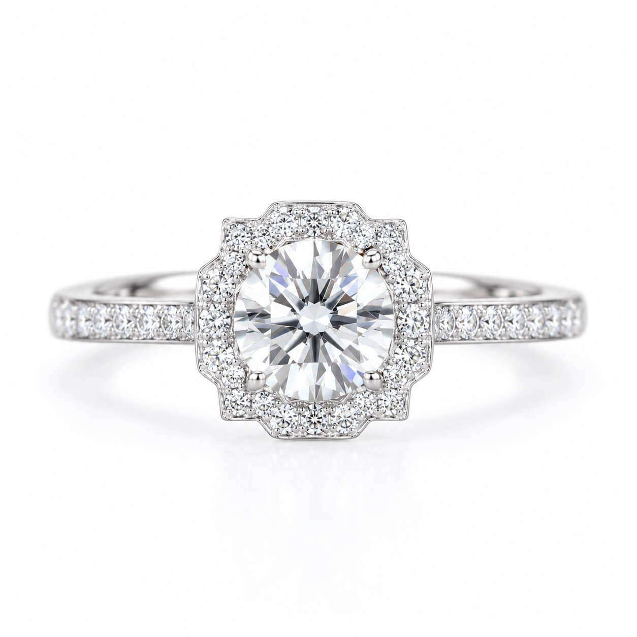 Halo setting round cut lab grown diamond engagement ring Halo setting round cut lab grown diamond engagement ring