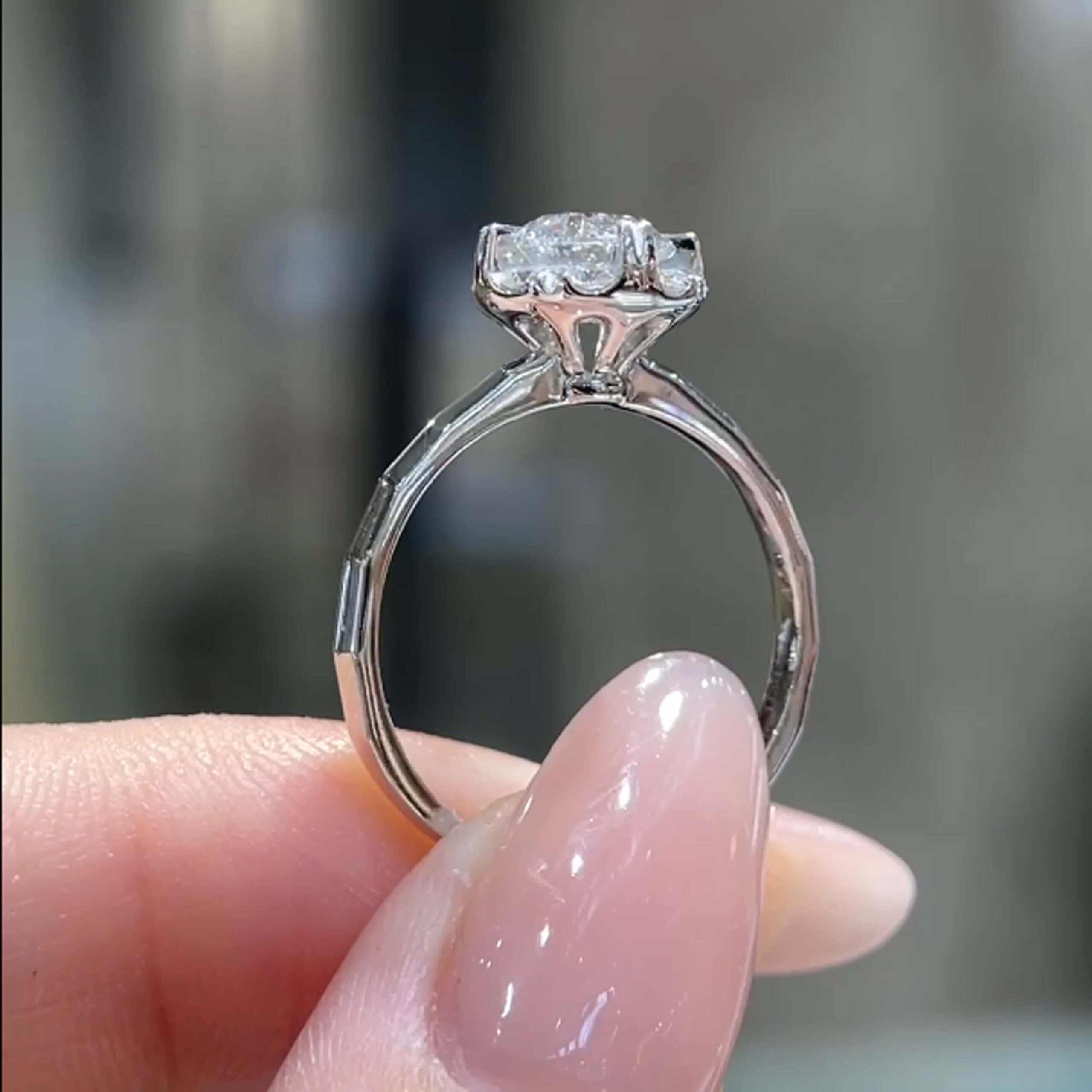 Halo setting round cut lab grown diamond engagement ring Halo setting round cut lab grown diamond engagement ring