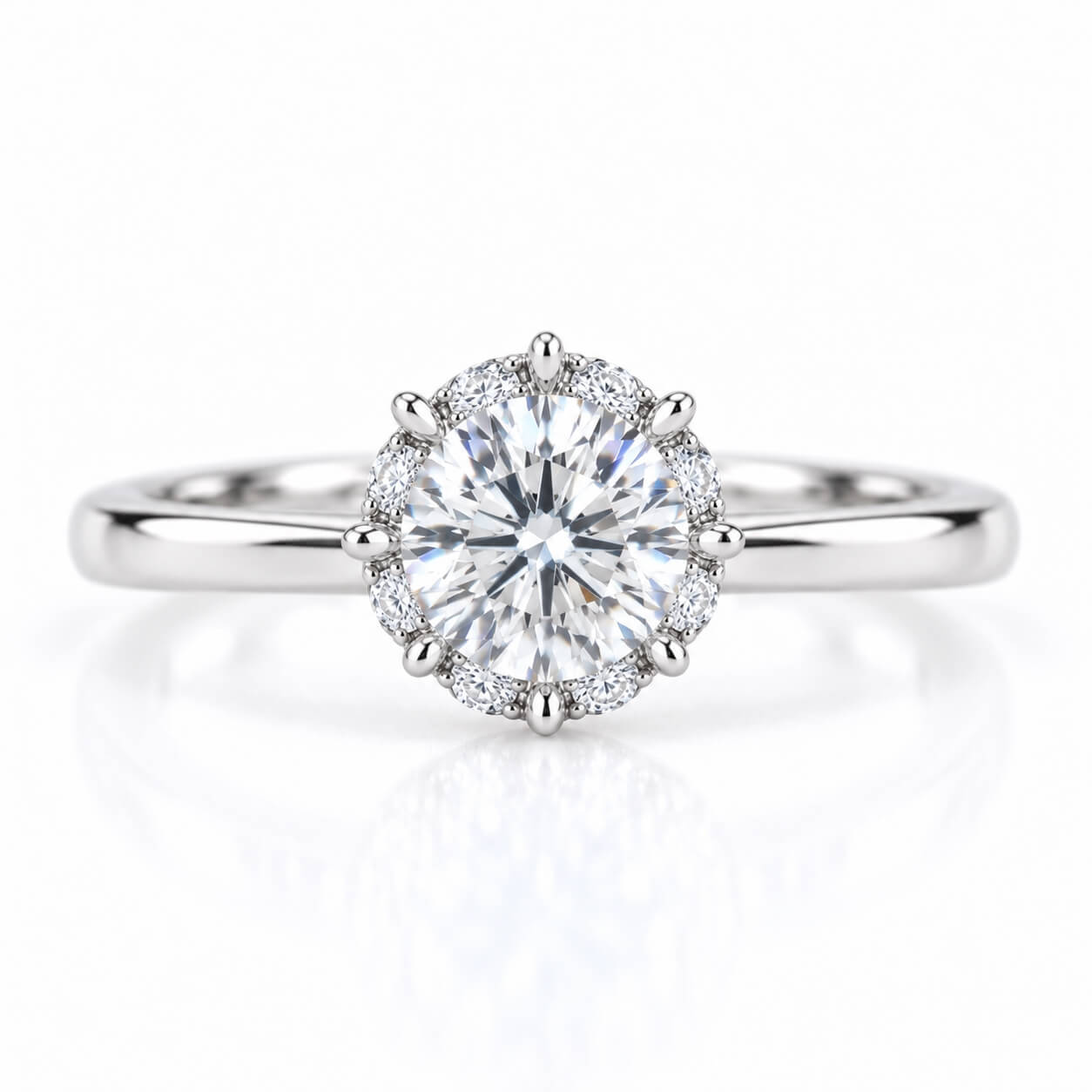 Halo setting round cut lab grown diamond engagement ring Halo setting round cut lab grown diamond engagement ring