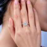 Halo setting round cut lab grown diamond engagement ring 7 Halo setting round cut lab grown diamond engagement ring