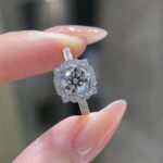 Halo setting round cut lab grown diamond engagement ring 2 Halo setting round cut lab grown diamond engagement ring