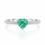 Heart cut lab grown green diamond engagement ring