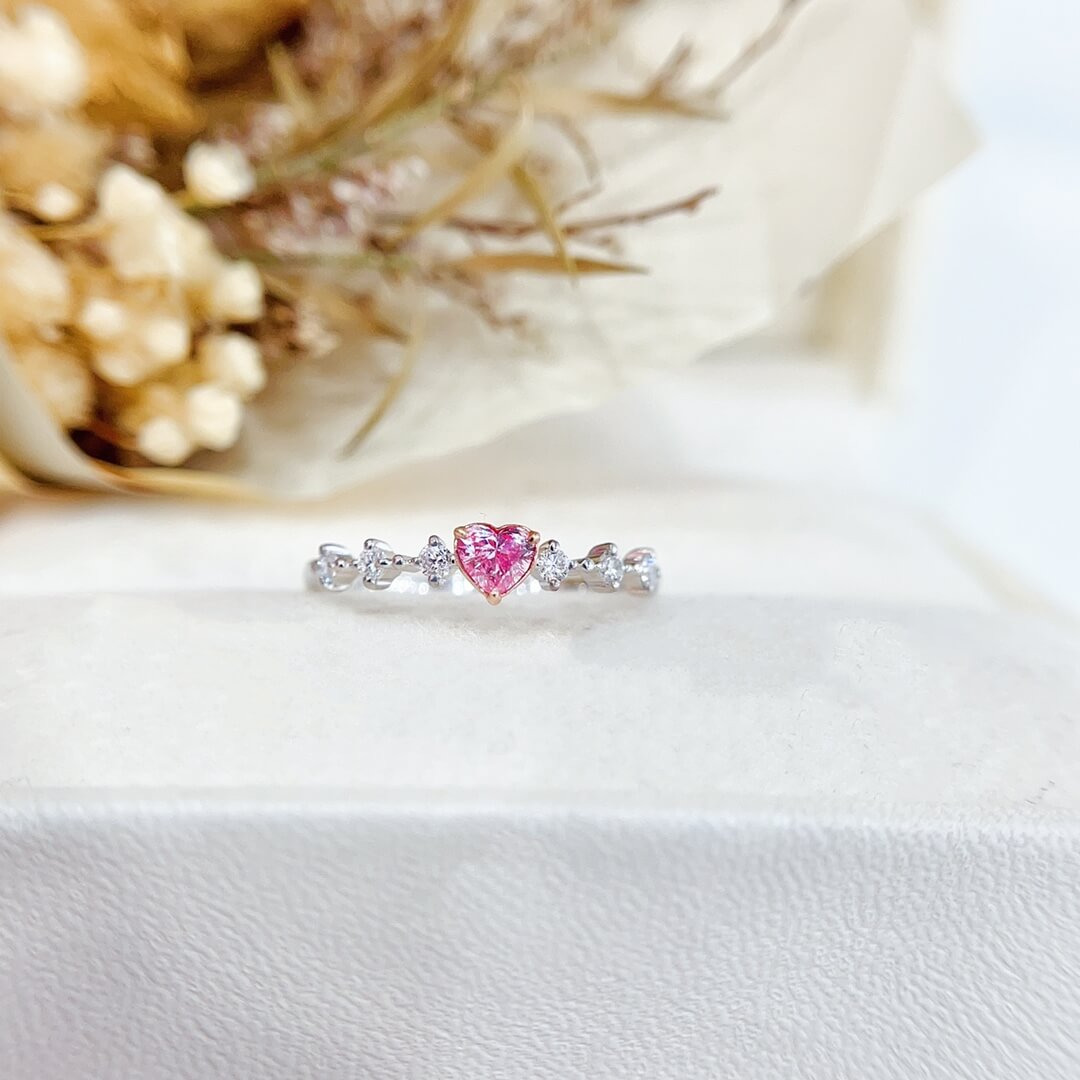Heart cut lab grown pink diamond engagement ring Heart cut lab grown pink diamond engagement ring