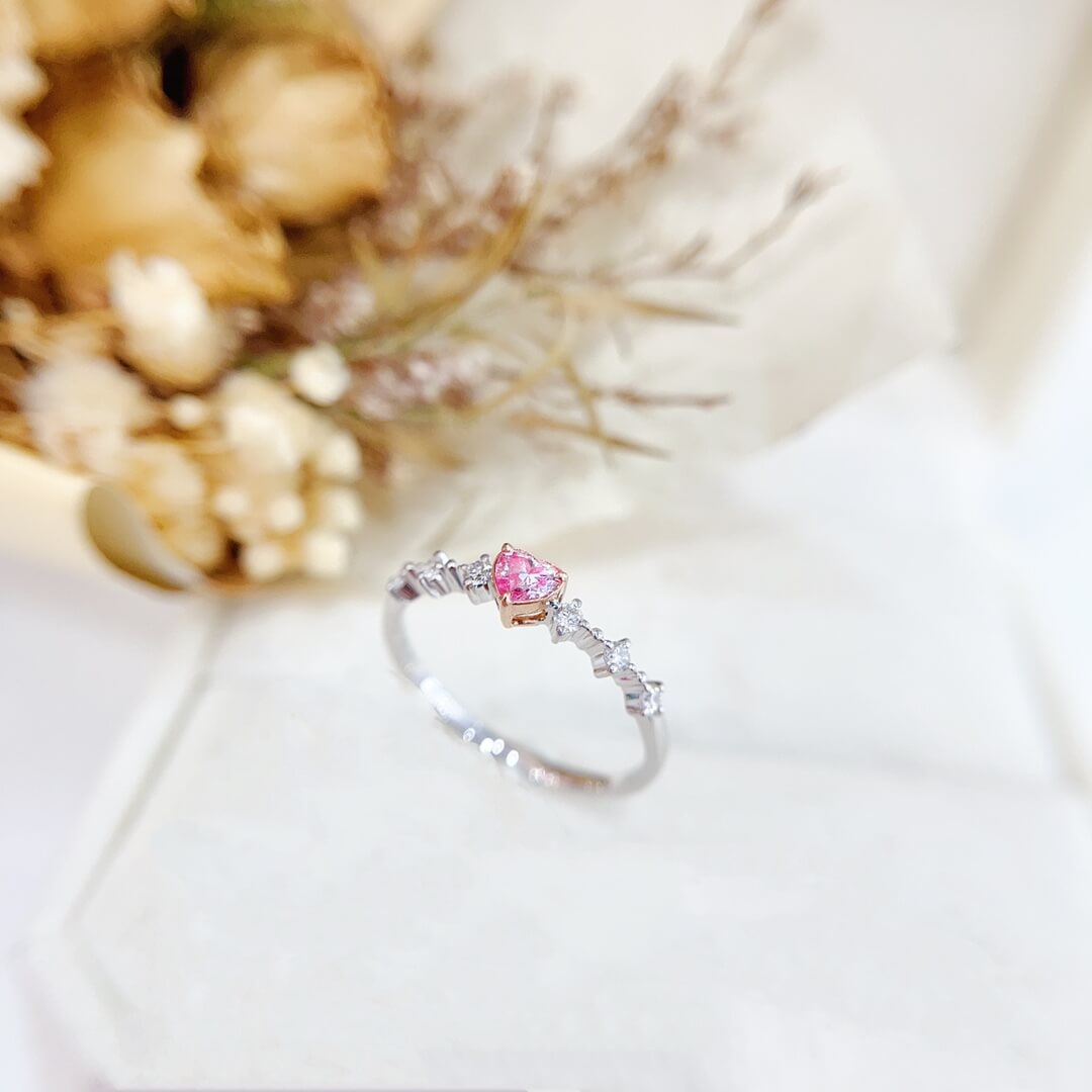 Heart cut lab grown pink diamond engagement ring Heart cut lab grown pink diamond engagement ring