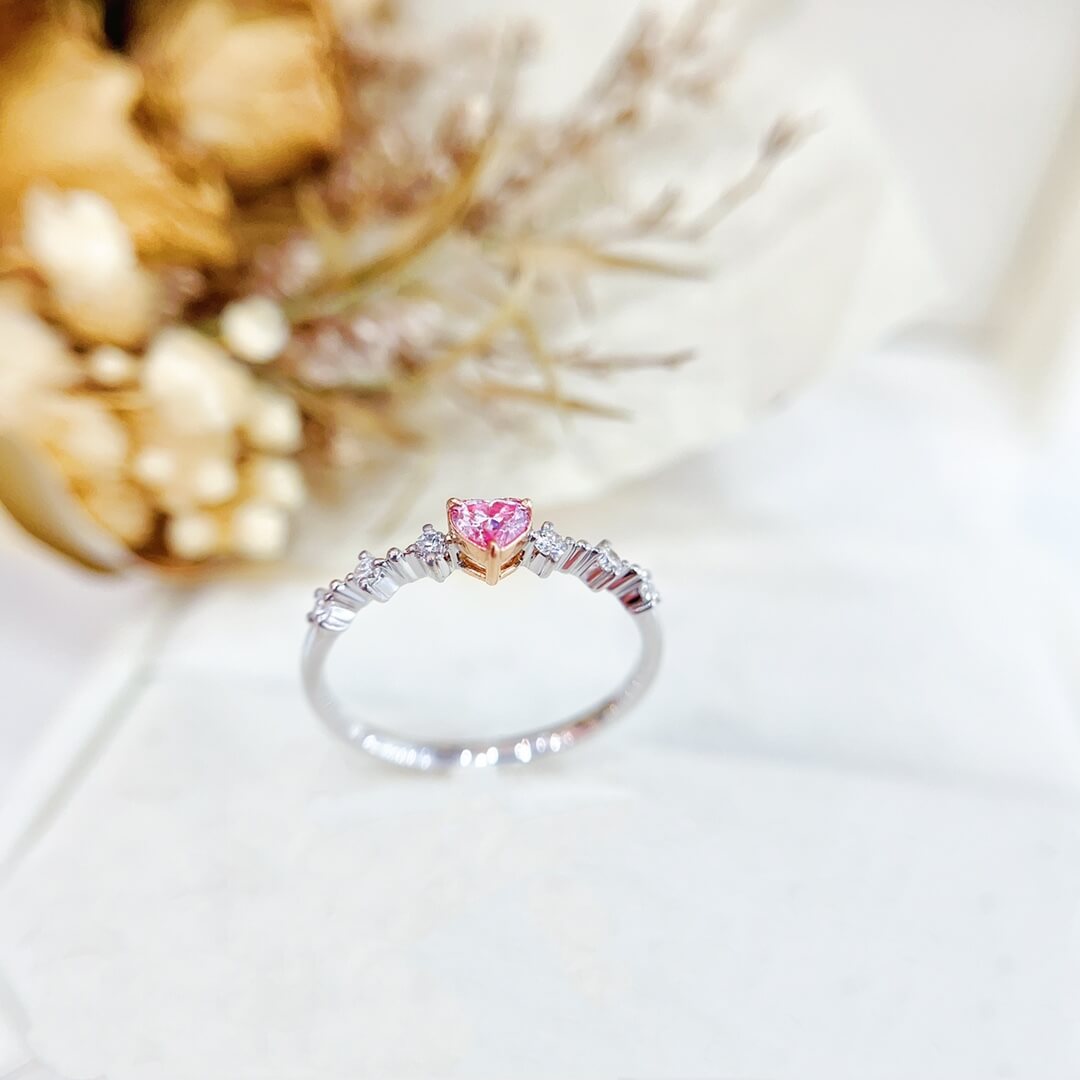 Heart cut lab grown pink diamond engagement ring Heart cut lab grown pink diamond engagement ring