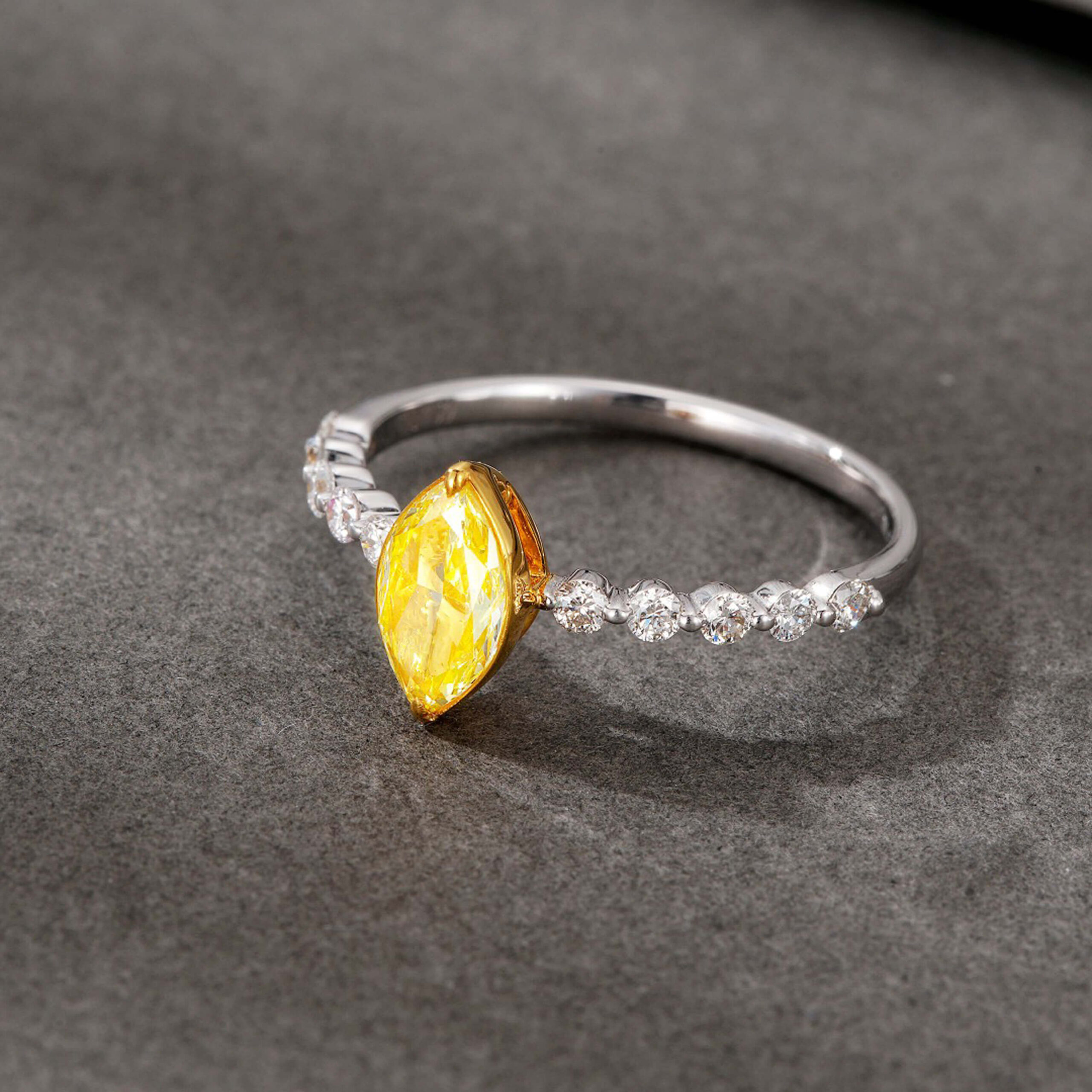 Marquise cut lab grown yellow diamond engagement ring Marquise cut lab grown yellow diamond engagement ring