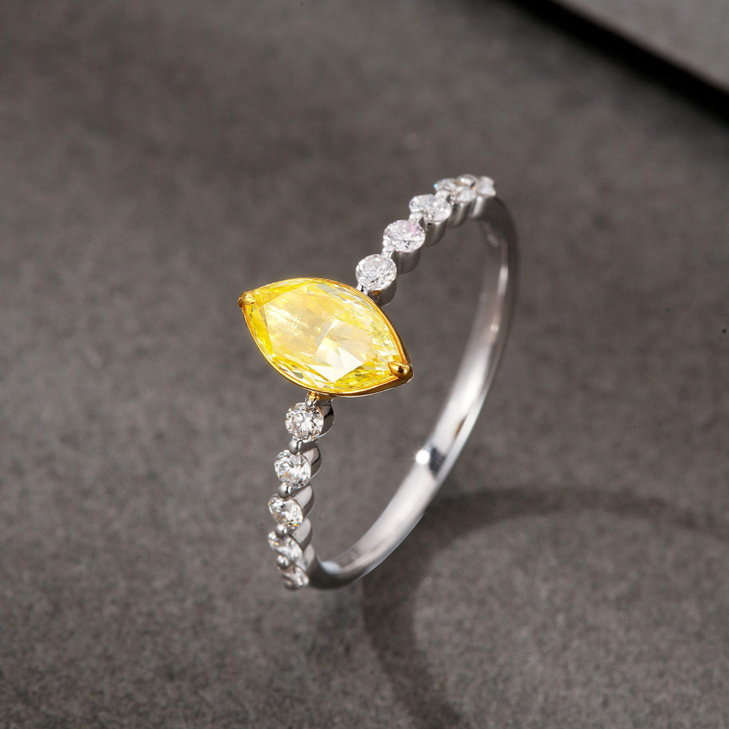 Marquise cut lab grown yellow diamond engagement ring Marquise cut lab grown yellow diamond engagement ring