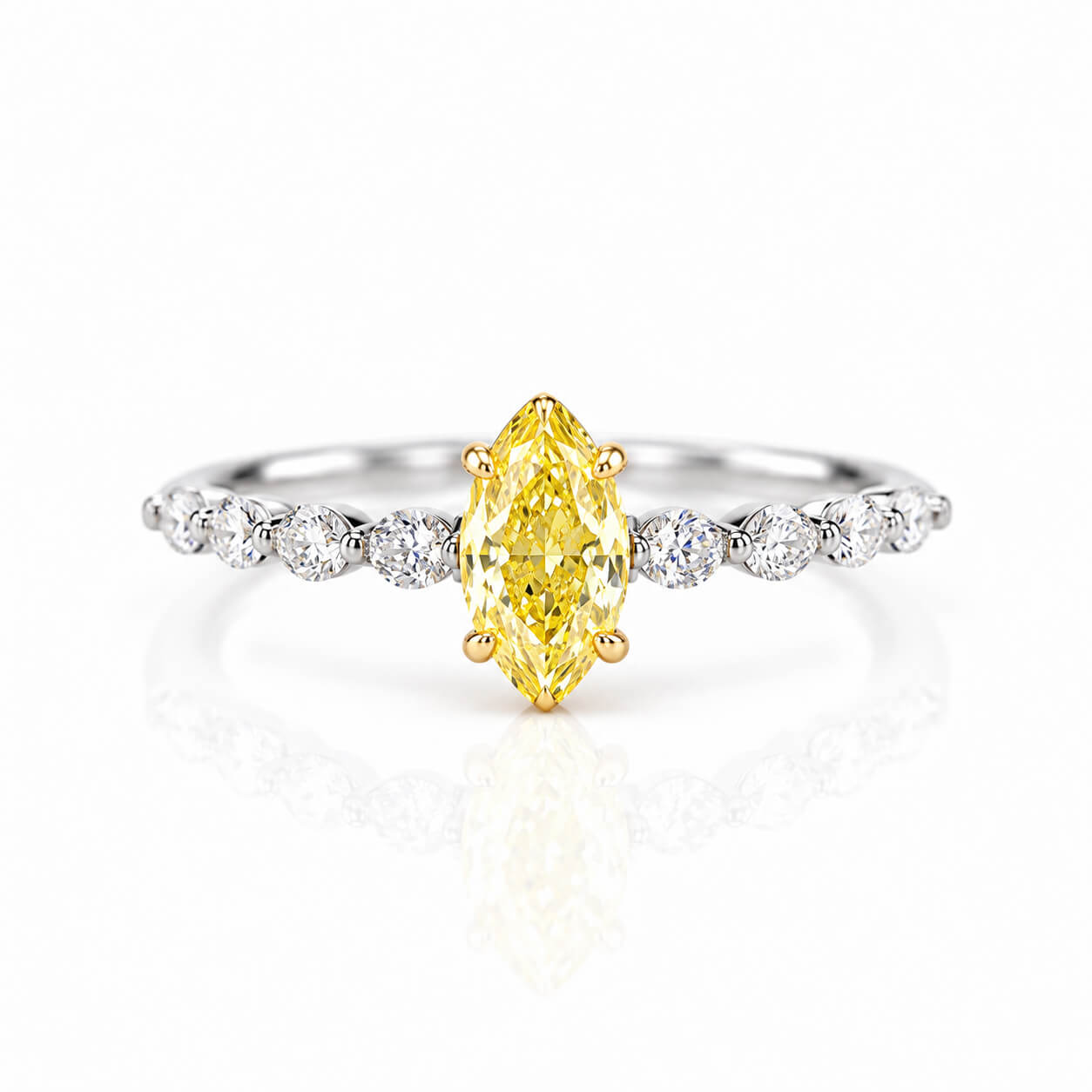 Marquise cut lab grown yellow diamond engagement ring Marquise cut lab grown yellow diamond engagement ring