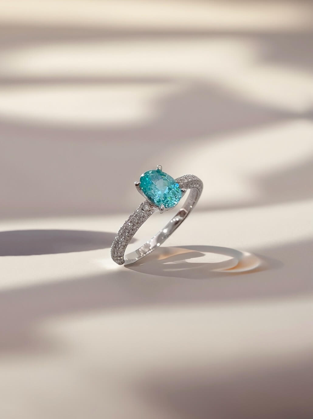 Oval cut lab grown Paraiba engagement ring Oval cut lab grown Paraiba engagement ring