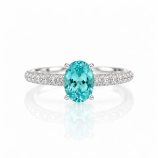 Oval cut lab grown Paraiba engagement ring