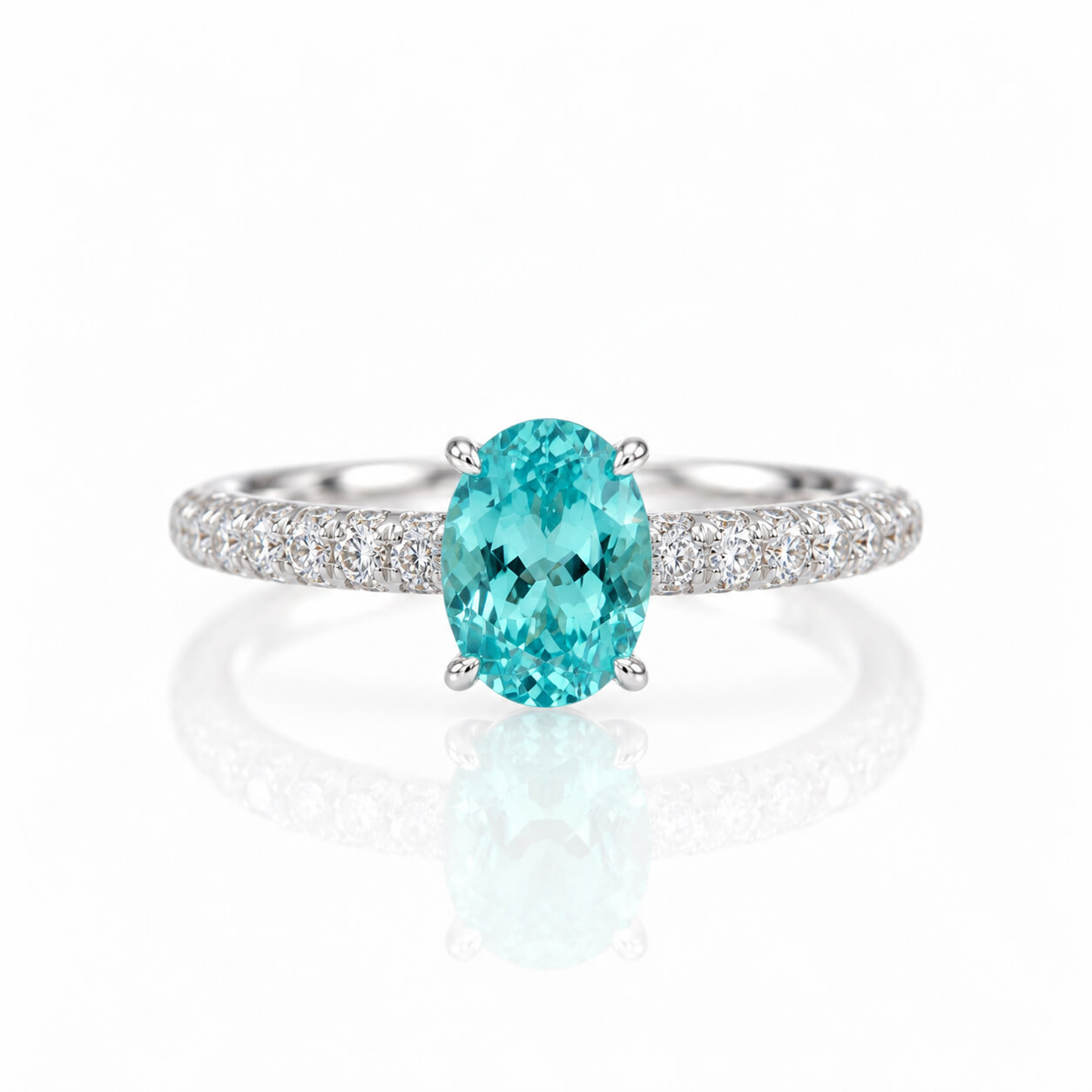 Oval cut lab grown Paraiba engagement ring Oval cut lab grown Paraiba engagement ring