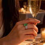 Oval cut lab grown emerald engagement ring