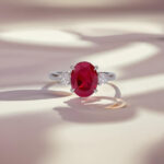 Oval cut lab grown ruby three stones engagement ring 2 Oval cut lab grown ruby three stones engagement ring